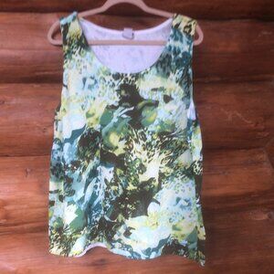 Chico's Verdant Animal & Foliage Print Sleeveless Roomy Boho Tank Top Size 3-XL